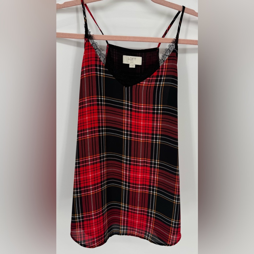 LOFT Red and Black Plaid Tank Top - Picture 2 of 11